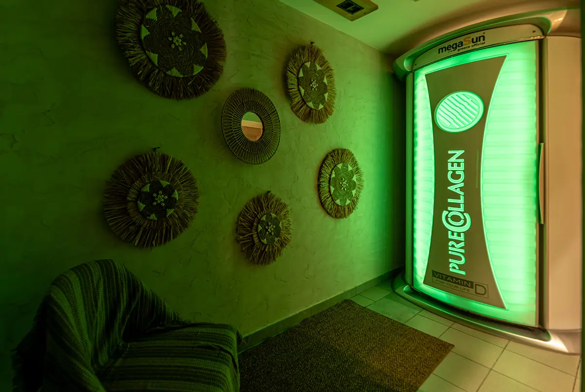 MegaSun vertical tanning booth with collagen and tanning technology in Larnaca