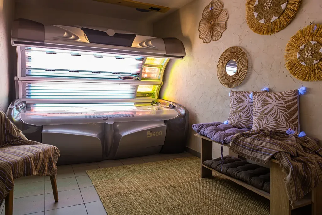 Luxury indoor tanning room with MegaSun tanning equipment at Rise Urban Art Hotel Larnaca